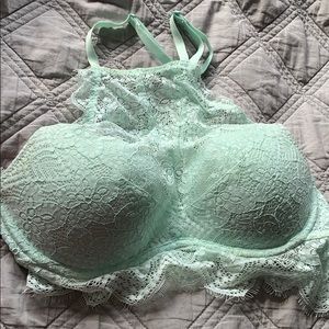 Pinks VS Halter Neck Push up lace Bra in M - Mint